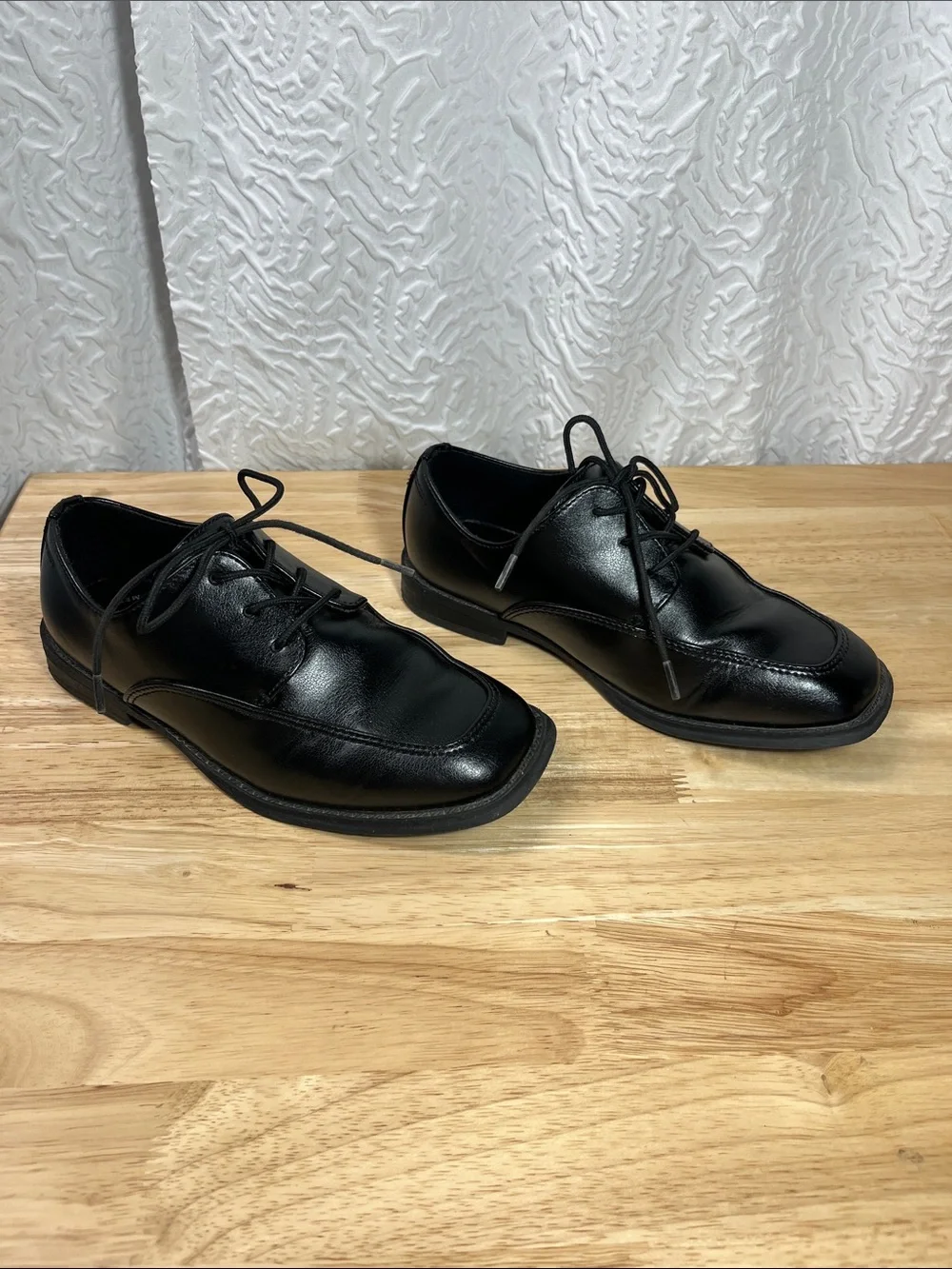 Sonoma Boys Black Lace Up Dress Shoes Memory Foam SNALEXANDER Size 1 Youth